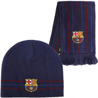 FC Barcelona zimný set tmavomodrý (zimná čiapka + šál)