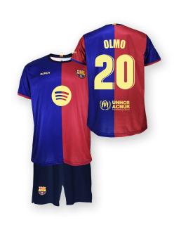 FC Barcelona Dani OLMO set detský - dres + kraťasy (2024-2025) domáci - oficiálna replika